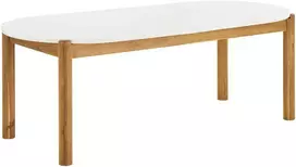 House Nordic Valgomasis stalas 95x210x76 cm baltas, akacija, terrazzo