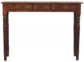 Artisan Furniture Riešutmedžio konsolinis staliukas su tekintomis kojomis su 3 stalčiais