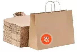 Vevor Kraft maišeliai su rankenomis 50 vnt 40x15x30 cm