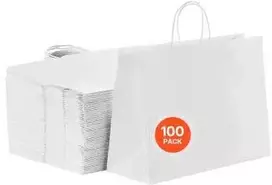 Vevor Balti kraft popieriaus maišeliai su rankenomis 100 vnt.