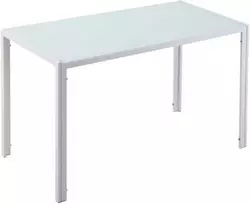 Aosom Valgomasis stalas, 120x60x75 cm, balta, stiklas ir metalas