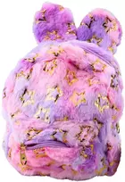 Vaikiška pliušinė kuprinė su ausytėmis, 24 cm, violetinė/rožinė su žvaigždutėmis