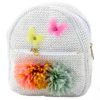 Vaikiška kuprinė su gėlėmis ir drugeliais, 20 cm, 2.5L, smėlio sp.