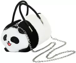 Vaikiška pliušinė rankinė Panda, 20 cm, juoda/balta