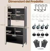 Promotions Virtuvės spintelė, 5 lentynų mikrobangų krosnelės stovas, pilka, metalas