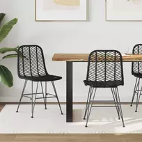 Valgomasis krėslas 2 pcs Ratanas ir Geležis Juoda