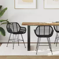 Valgomasis krėslas 2 pcs Ratanas ir Geležis Juoda