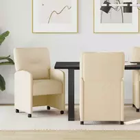 Valgomojo Kėdės su Ratukais 2 pcs Kreminė 57 x 67 x 95 cm