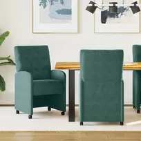 Valgomojo Kėdės su Ratukais 2 pcs Tamsiai žalia 58 x 67 x 97 cm