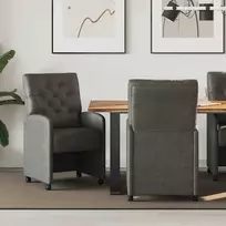 Valgomojo Kėdės su Ratukais 2 pcs Juoda 58 x 67 x 97 cm