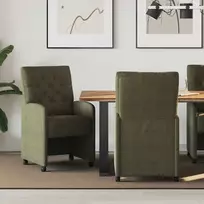 Valgomojo Kėdės su Ratukais 2 pcs Armijos žalia 58 x 67 x 97 cm
