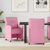 Valgomojo Kėdės su Ratukais 2 pcs Rožinė 57 x 67 x 95 cm