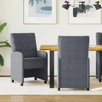 Valgomojo Kėdės su Ratukais 2 pcs Tamsiai pilka 58 x 67 x 97 cm