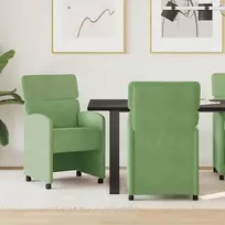 Valgomojo Kėdės su Ratukais 2 pcs Šviesiai žalia Aksomas