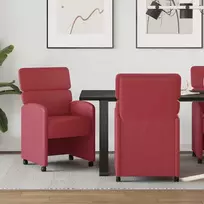 Valgomojo Kėdės su Ratukais 2 pcs Vyno raudonumo Dirbtinė oda
