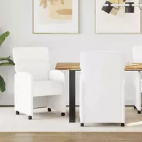 Valgomojo Kėdės su Ratukais 2 pcs Balta 58 x 65 x 98 cm