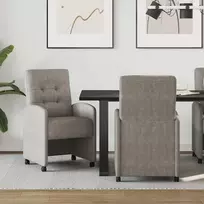 Valgomojo Kėdės su Ratukais 2 pcs Pilka 58 x 67 x 97 cm