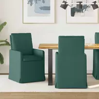 Valgomojo kėdės 2 pcs Tamsiai žalia 57 x 67 x 98 cm audinys