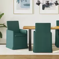 Valgomojo kėdės 2 pcs Tamsiai žalia 57 x 67 x 95 cm audinys