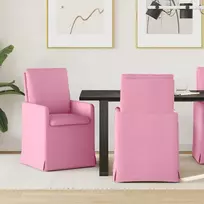 Valgomojo kėdės 2 pcs Rožinė 57 x 67 x 98 cm audinys