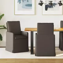 Valgomojo kėdės 2 pcs Tamsiai pilka 57 x 67 x 98 cm Linas