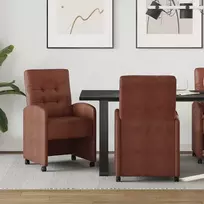 Valgomojo Kėdės su Ratukais 2 pcs Blizgiai ruda 58 x 67 x 97 cm