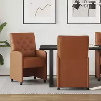 Valgomojo Kėdės su Ratukais 2 pcs Ruda 58 x 67 x 97 cm