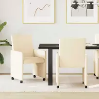 Valgomojo Kėdės su Ratukais 2 pcs Kreminė 57 x 66 x 94 cm