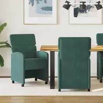 Valgomojo Kėdės su Ratukais 2 pcs Tamsiai žalia 58 x 65 x 98 cm