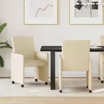 Valgomojo Kėdės su Ratukais 2 pcs Kreminė 57 x 66 x 94 cm
