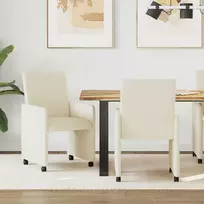 Valgomojo Kėdės su Ratukais 2 pcs Kreminė 57 x 66 x 94 cm