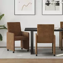 Valgomojo Kėdės su Ratukais 2 pcs Ruda 57 x 66 x 94 cm