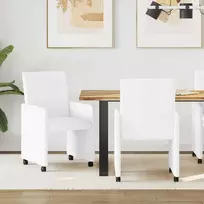 Valgomojo Kėdės su Ratukais 2 pcs Balta 57 x 66 x 94 cm
