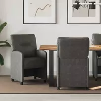 Valgomojo Kėdės su Ratukais 2 pcs Juoda 57 x 67 x 95 cm