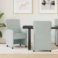 Valgomojo Kėdės su Ratukais 2 pcs Šviesiai pilka Aksomas