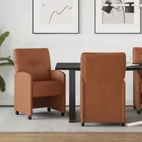 Valgomojo Kėdės su Ratukais 2 pcs Ruda 57 x 67 x 95 cm