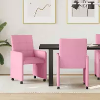 Valgomojo Kėdės su Ratukais 2 pcs Rožinė 58 x 65 x 94 cm