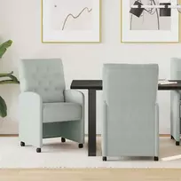 Valgomojo Kėdės su Ratukais 2 pcs Šviesiai pilka Aksomas