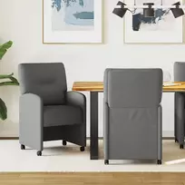 Valgomojo Kėdės su Ratukais 2 pcs Tamsiai pilka 57 x 67 x 95 cm