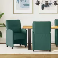 Valgomojo Kėdės su Ratukais 2 pcs Tamsiai žalia 57 x 67 x 95 cm