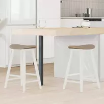 Valgomojo kėdės 2 pcs Balta 46 x 37 x 63 cm Kietas gumos medis