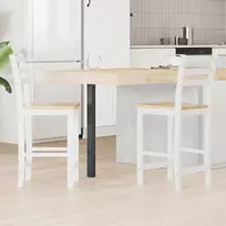 Valgomojo kėdės 2 vnt. Kietas gumos medis Balta