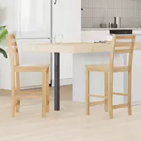 Valgomojo kėdės 2 vnt. Kietas gumos medis Natūrali