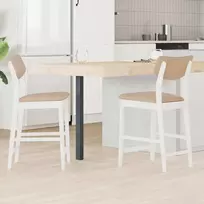 Valgomojo kėdės 2 pcs Balta 48 x 49 x 95 cm Kietas gumos medis