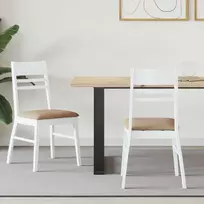 Valgomojo kėdės 2 pcs Balta 43 x 54 x 89 cm Kietas gumos medis