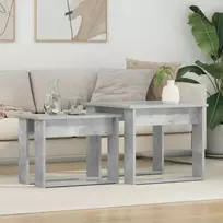 Kavos staliuko komplektas 2 vnt. Betono pilka 50 x 52 x 42 cm