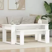 Kavos staliuko komplektas 2 vnt. Balta 100 x 50 x 42 cm
