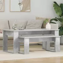 Kavos staliuko komplektas 2 vnt. Betono pilka 100 x 50 x 42 cm