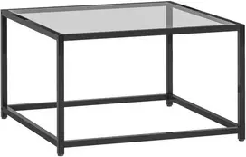 HOMCOM Kvadratinis staliukas, naktinis staliukas su grūdinto stiklo stalviršiu, kavos staliukas su plieninėmis kojomis 68 x 68 x 39 cm Juodas