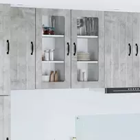 Sieninis stiklinis kabinetas LUCCA 2 pcs Betono pilka